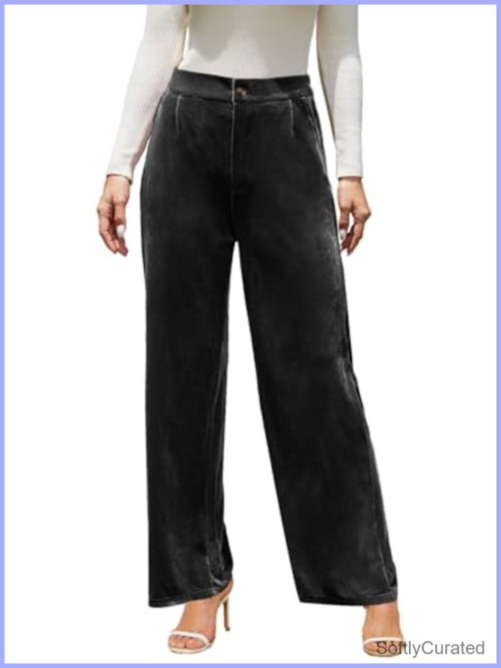 Velvet Wide Leg Palazzo Pants High Waisted Stretchy Dress Pants